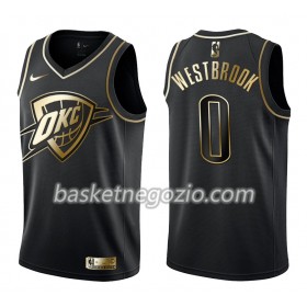 Canotte Uomo Oklahoma City Thunder Russell Westbrook 0 Nike Nero Golden Edition Swingman